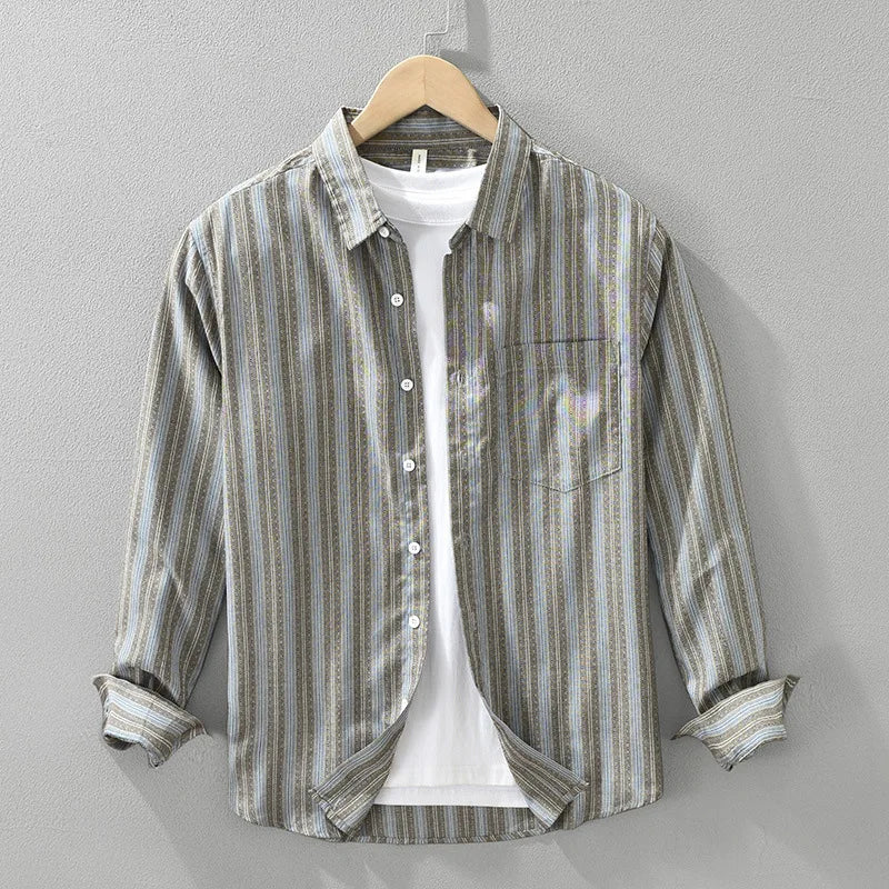 Men's Striped Long Sleeved Shirt